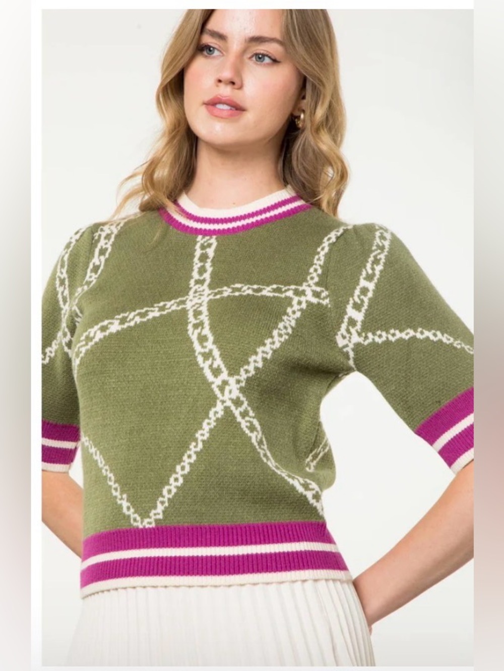 THML Chain Link Print Sweater SZ M